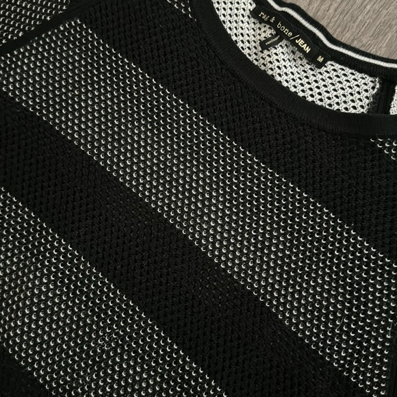Rag & Bone Jeans Mesh Black White Striped Long Sleeve Sweater - Medium - Picture 5 of 5
